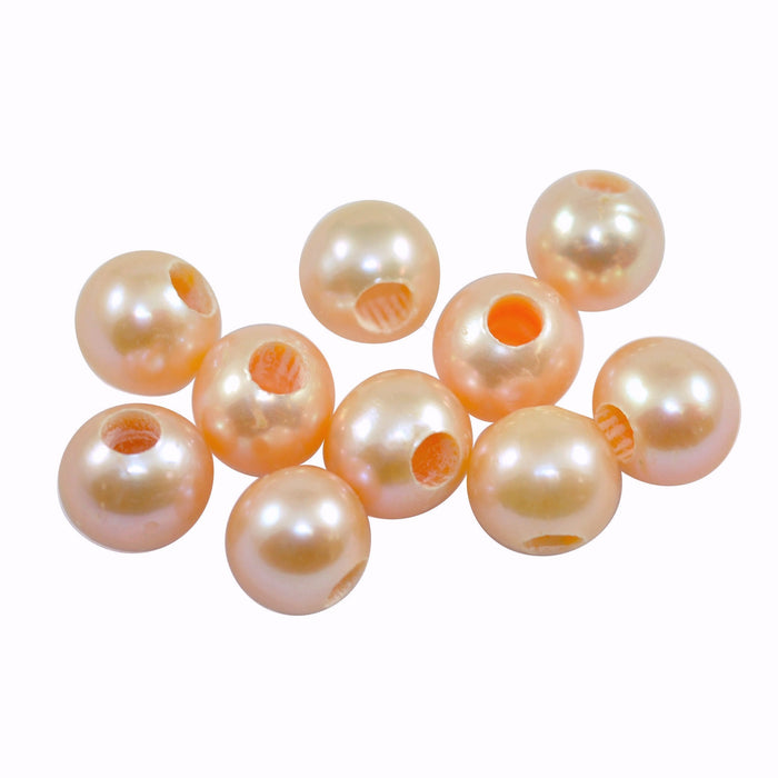 10x 3mm Big Hole Champagne Pink Near Round Freshwater Pearls for Jewellery Making 8mmm