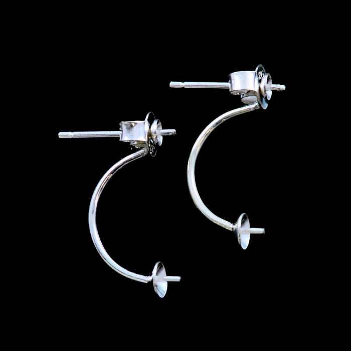 Curved Double Earring Posts 925 Sterling Silver Bowl Stud Findings for Jewellery Making Craft