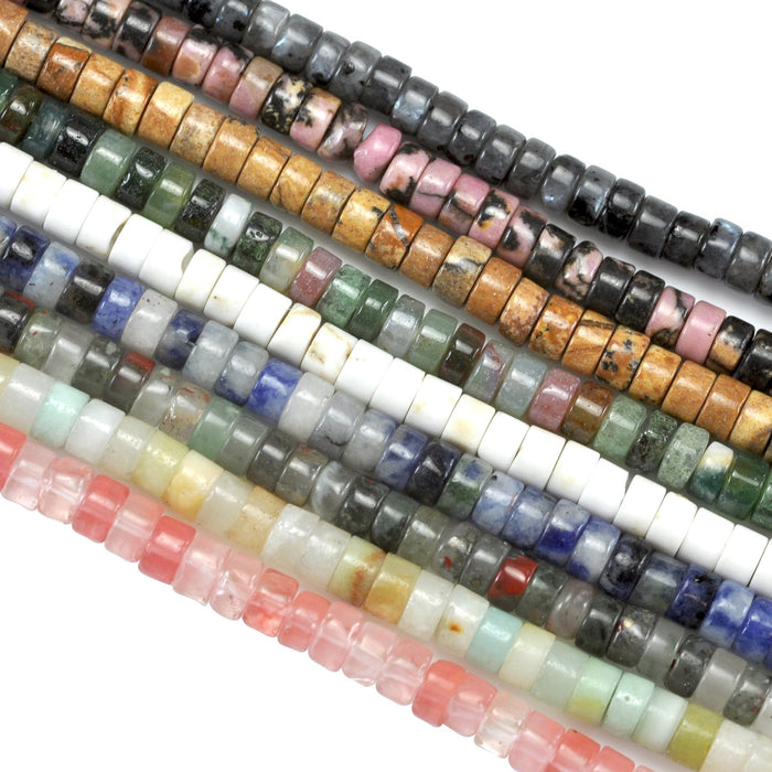 Natural Semi-precious Gemstone Heishi Rondelle Beads 4mm for Jewellery Making Craft