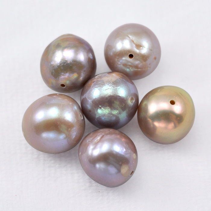 Large Mauve Oyster Round Nucleated Edison Baroque Freshwater Loose Pearls Jewellery Making