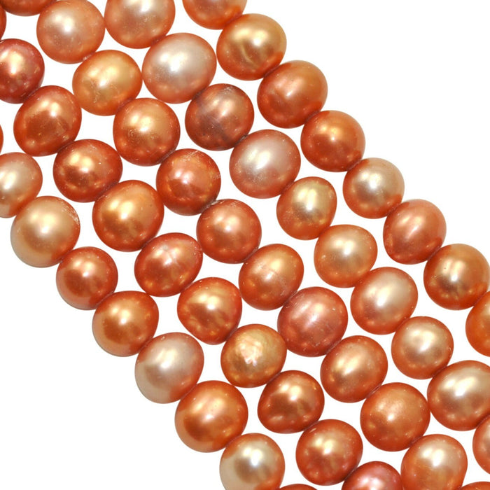 4-5mm Orange Near Round Genuine Freshwater Pearls for Jewellery Making