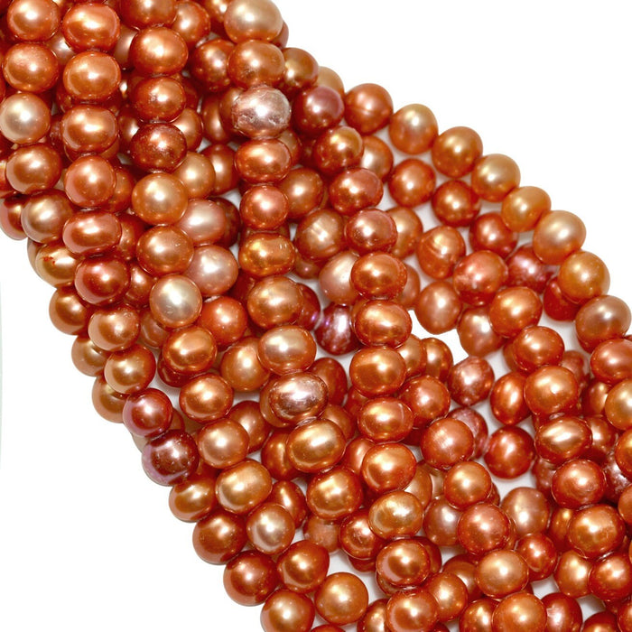 4-5mm Orange Near Round Genuine Freshwater Pearls for Jewellery Making