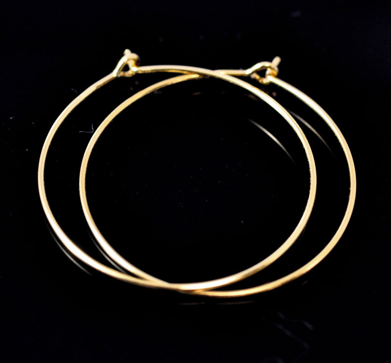 Gold Vermeil Sterling Silver Earring Hoops Ear Wires 30mm for Jewellery Making Craft