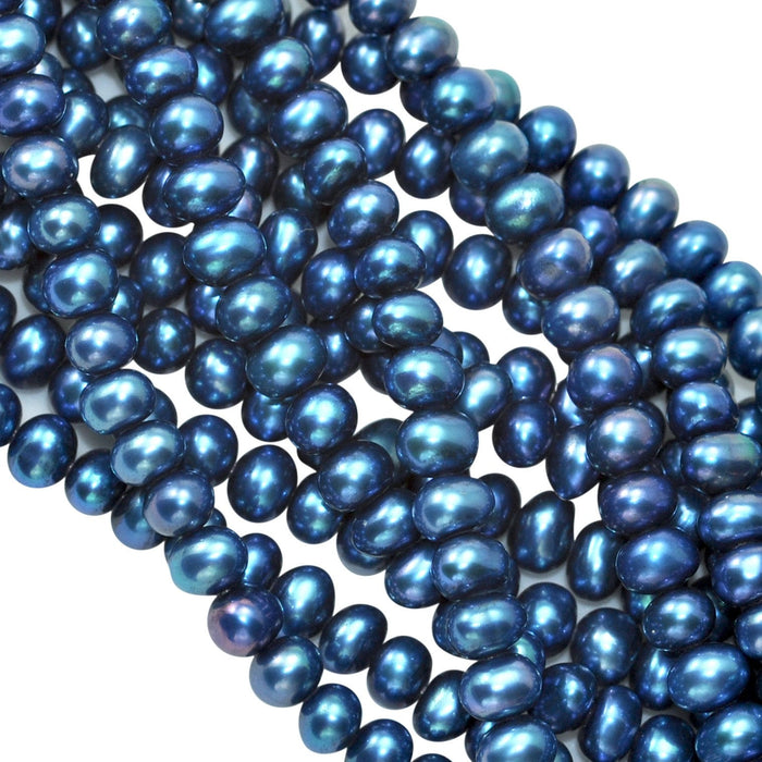 4-5mm Blue Near Round Genuine Freshwater Pearls for Jewellery Making