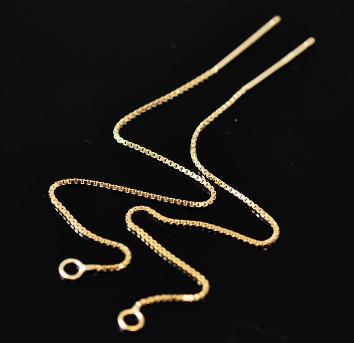 Gold Vermeil 925 Sterling Silver Pull through Chain Earring Threaders Jewellery Findings 70mm