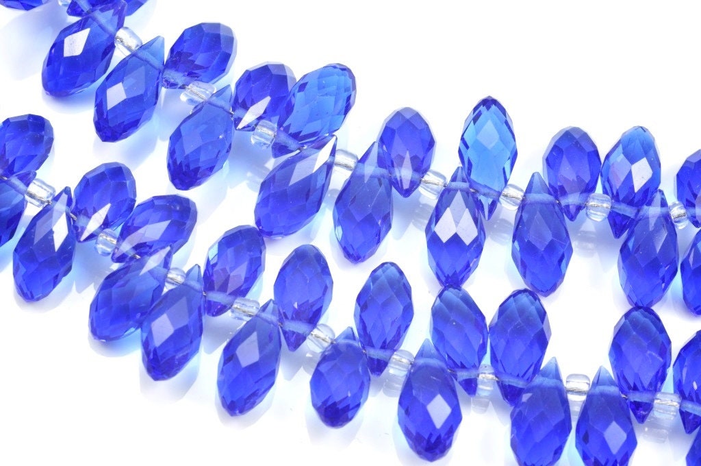 Crystal Glass Teardrop Briolette Top-drilled Faceted Beads