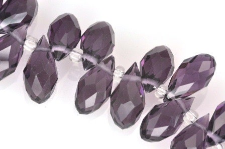 Crystal Glass Teardrop Briolette Top-drilled Faceted Beads