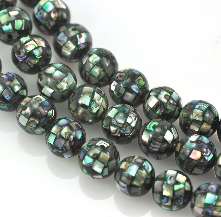 Abalone Mosaic Balls 10mm Beads Paua Shell /Mother of Pearl Jewellery Making