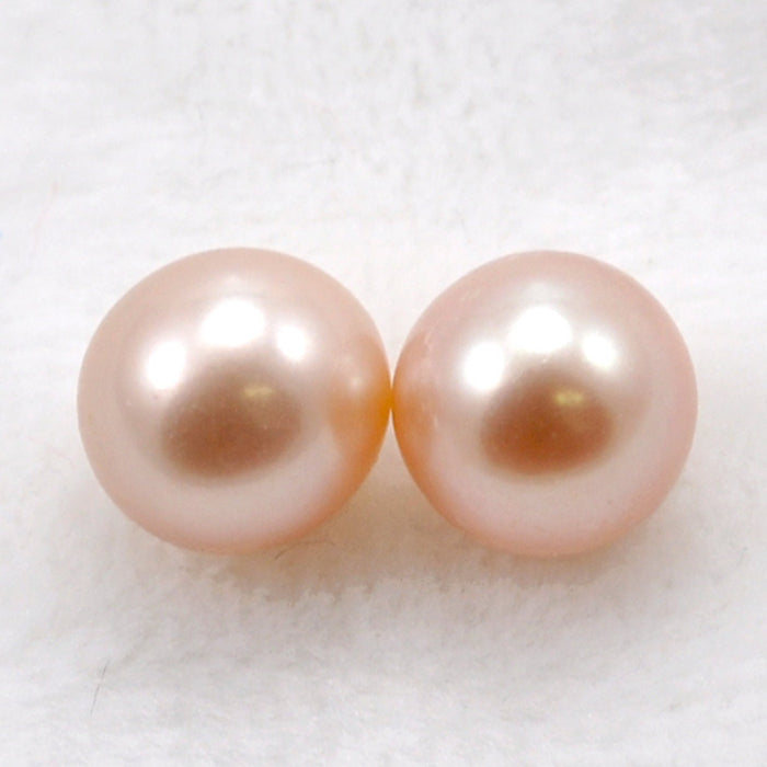 2x Undrilled Lavender Peach or Dusty Pink Round  Freshwater Pearls No Hole AAA