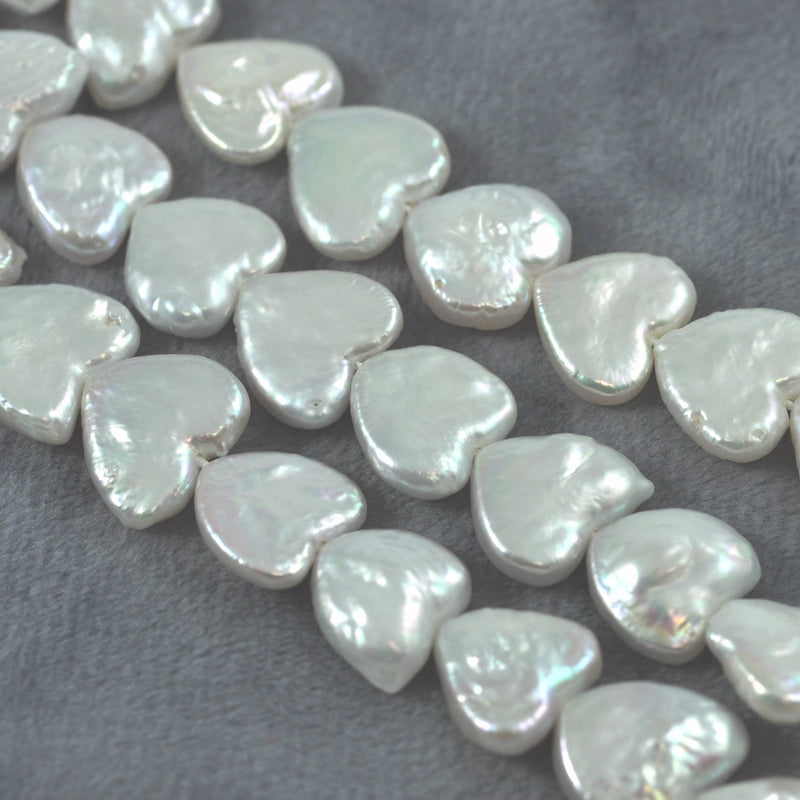 Ivory White Hearts Freshwater Pearls Drilled Through for Jewellery Making A