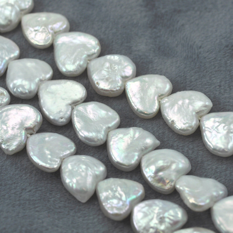 Ivory White Hearts Freshwater Pearls Drilled Through for Jewellery Making A