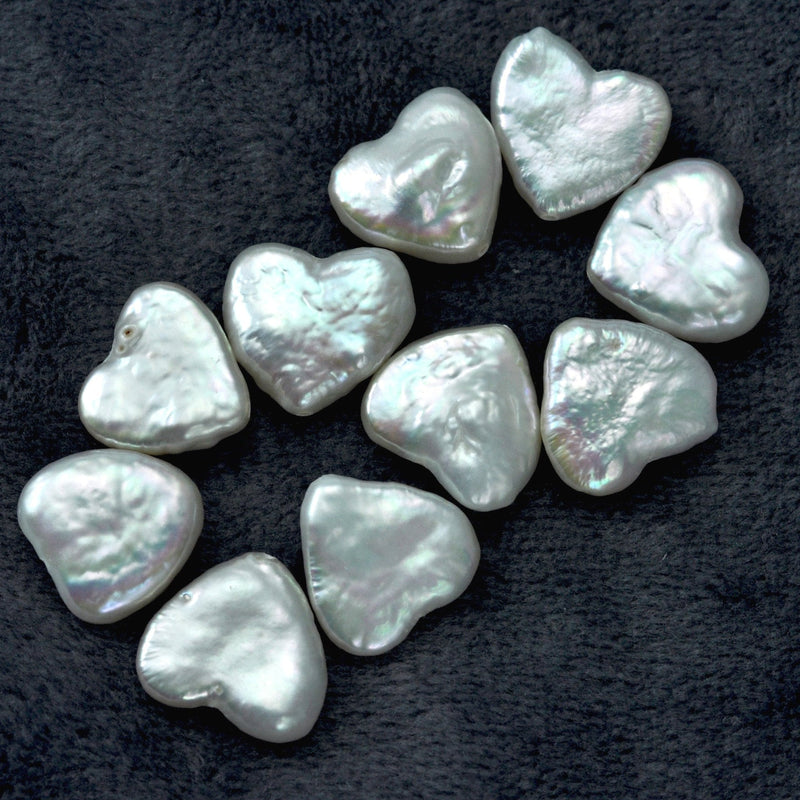 Ivory White Hearts Freshwater Pearls Drilled Through for Jewellery Making A