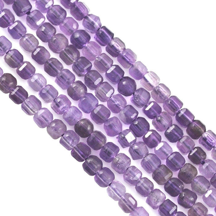 Small 2mm Faceted Cube Natural Semi-precious Gemstone Spacer Beads for Jewellery Making