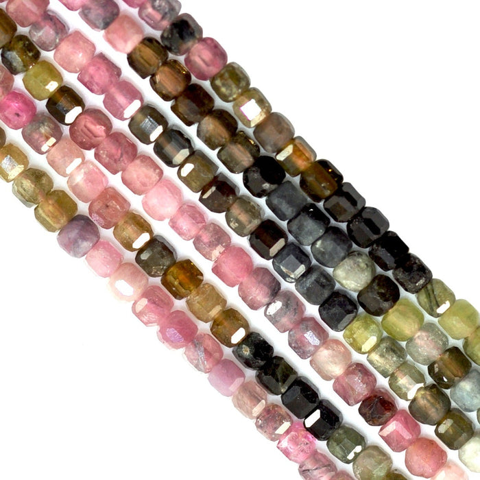 Small 2mm Faceted Cube Natural Semi-precious Gemstone Spacer Beads for Jewellery Making