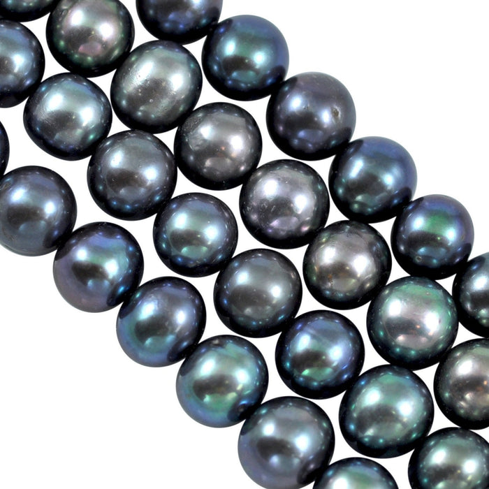 8-9 mm Peacock Blue Near Round Freshwater Pearls Loose Beads for Jewellery Making AA