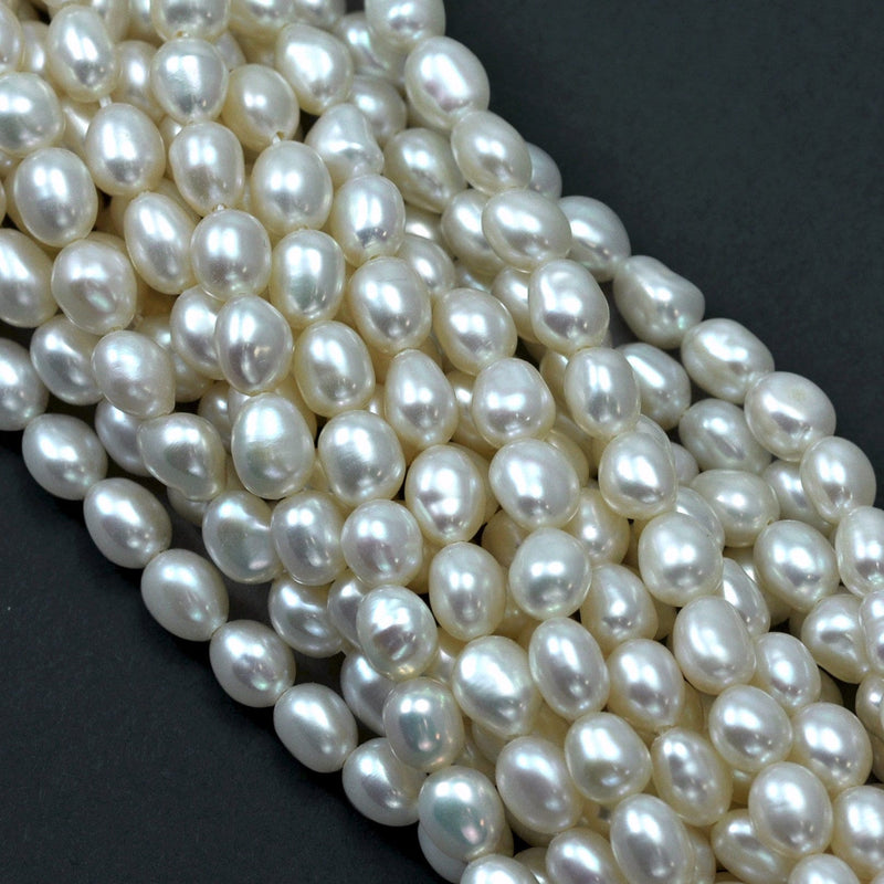 Ivory White Oval Baroque Freshwater Loose Pearls for Jewellery Making