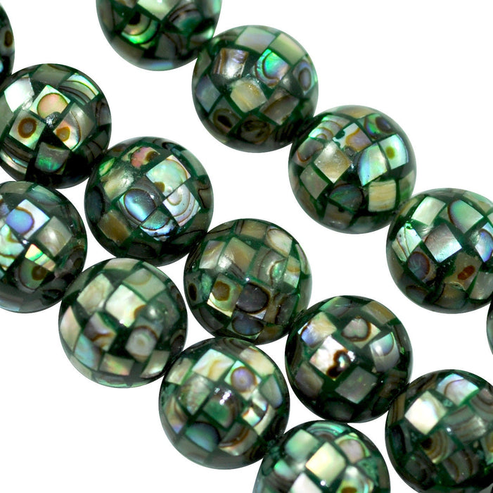 Abalone Mosaic Balls 10mm Beads Paua Shell /Mother of Pearl Jewellery Making