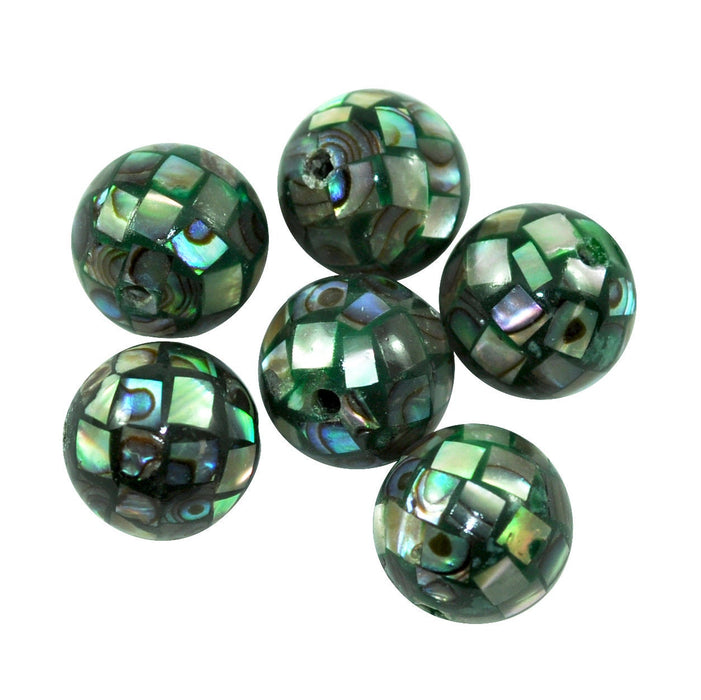 Abalone Mosaic Balls 10mm Beads Paua Shell /Mother of Pearl Jewellery Making