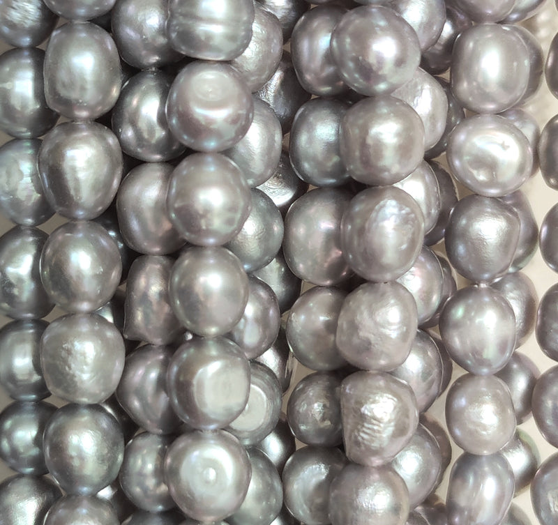 Grey Baroque Oval Freshwater Pearls Genuine Loose Pearls for Jewellery Making 8-9mm