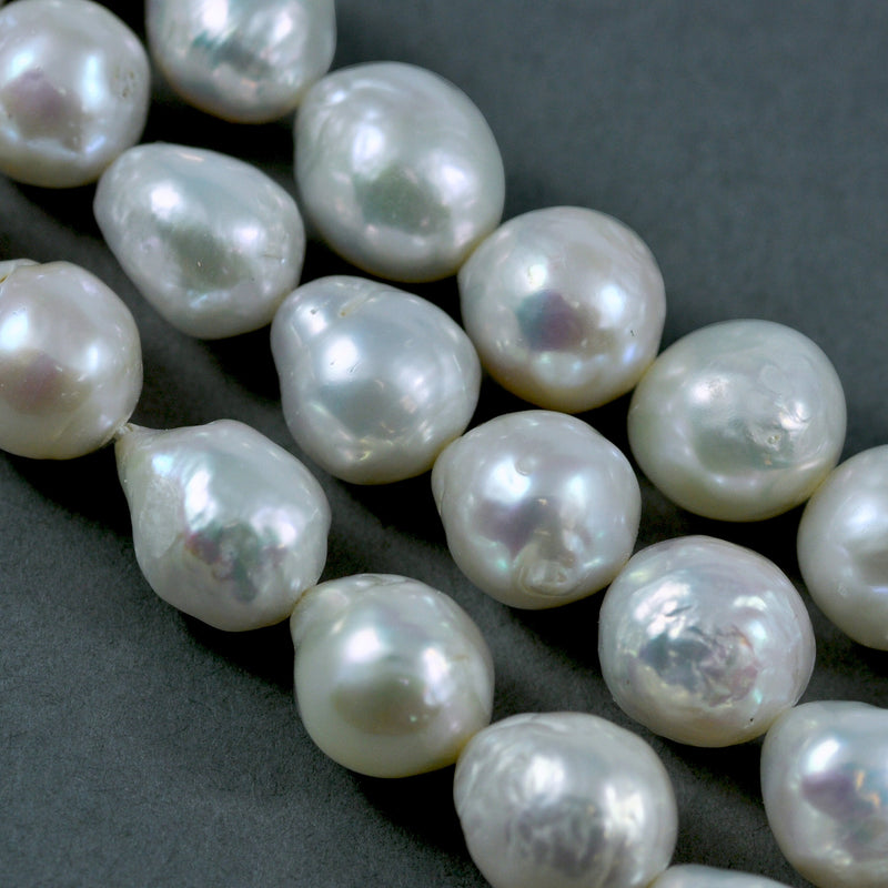 White Baroque Freshwater Pearls Nucleated Teardrop Beads for Making earrings 9-10mm