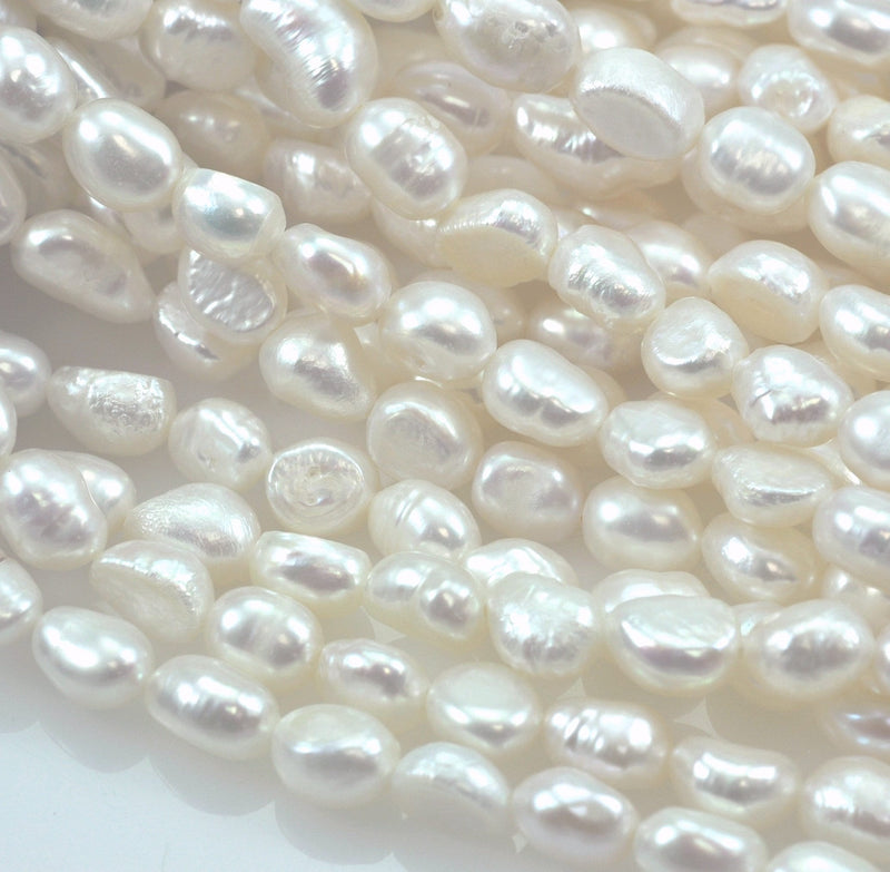 Ivory White Oval Baroque Freshwater Loose Pearls for Jewellery Making