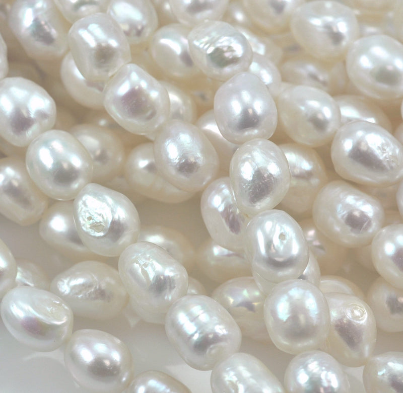 Ivory White Oval Baroque Freshwater Loose Pearls for Jewellery Making
