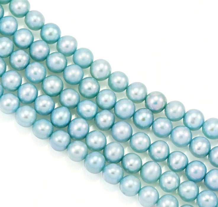 Pale Turquoise Blue Pearls Near Round Genuine Freshwater Beads for Jewellery Making 5-6mm