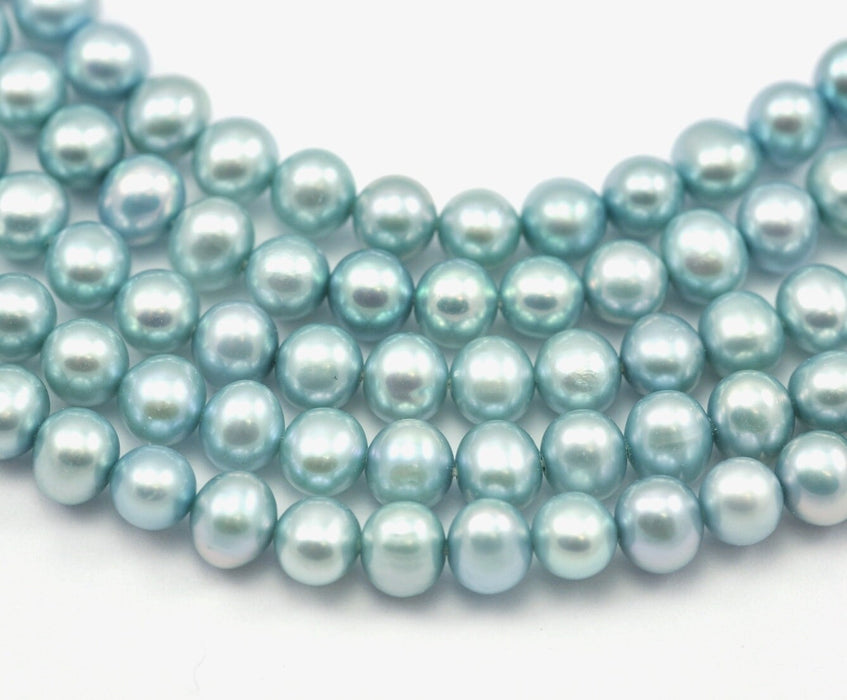 Pale Turquoise Blue Pearls Near Round Genuine Freshwater Beads for Jewellery Making 5-6mm