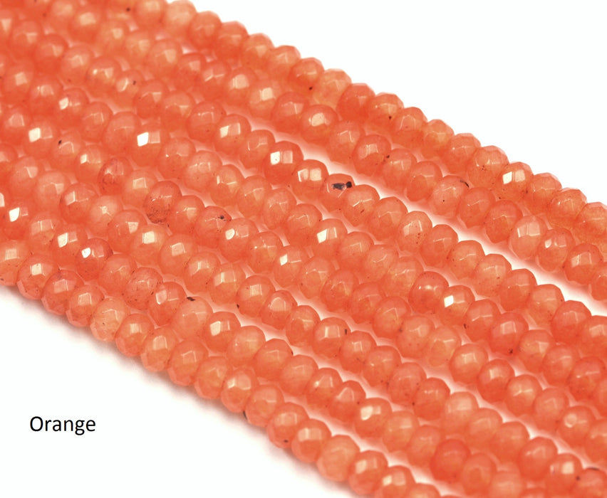 4 mm faceted rondelle agate semi-precious gemstone beads for Jewellery making , in a choice of Pinks , purples , reds and orange