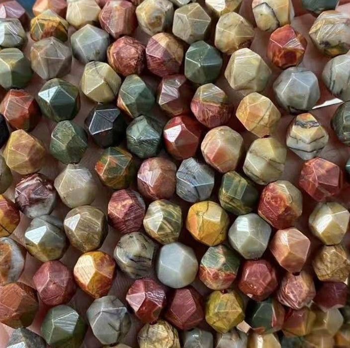 8 mm Faceted Nugget Star Cut Semi-precious Gemstone Beads for Jewellery Making